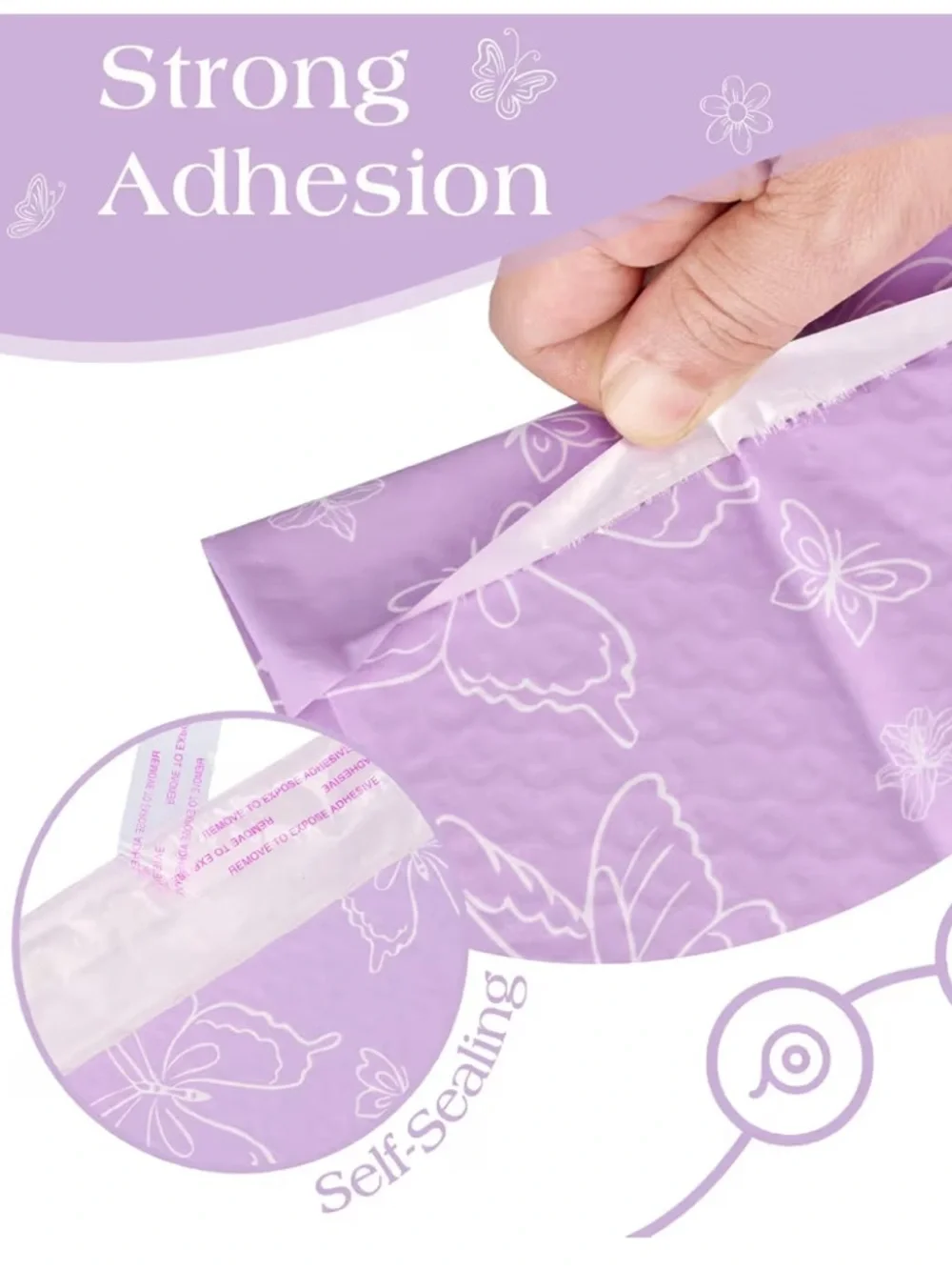 💜10 pack Bubble Envelope 6 x 9 inch Purple Butterfly